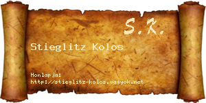 Stieglitz Kolos névjegykártya
